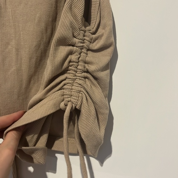 Dynamite BEIGE Cropped Drawstring Rib Tank Top Size Medium - Picture 5 of 8